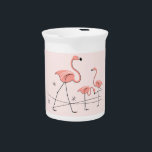 Flamingos Pink Trio 2 pitcher<br><div class="desc">Mid-century inspired design with a retro touch featuring pink flamingos and stars on a pale pink background. A customizable design for you to personalise with your own text,  images and ideas. An original digital art image created by Jess Perry at QuirkyChic Retro.</div>