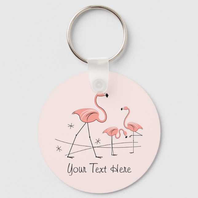 Flamingos Pink Trio 2 Text key chain (Front)