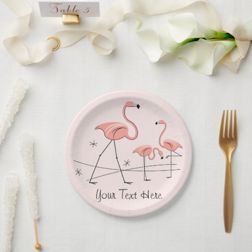 Flamingos Pink Trio 2 Text paper plate