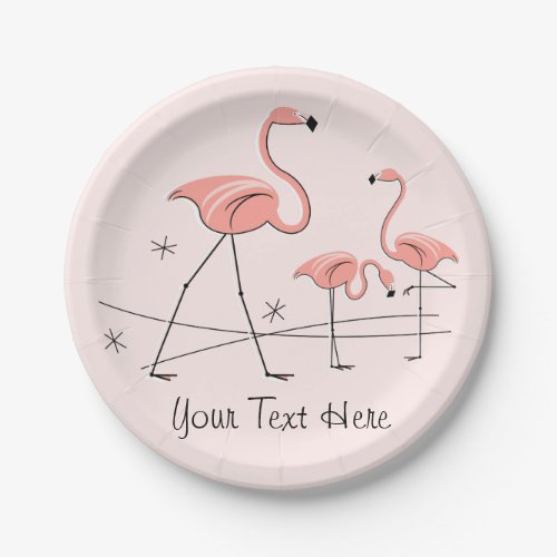 Flamingos Pink Trio 2 Text paper plate