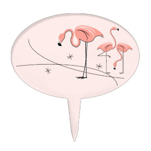 Flamingos Pink Trio 3 cake pick oval