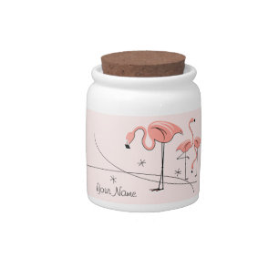 Flamingos Pink Trio 3 Name candy jar