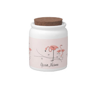 Flamingos Pink Trio 3 Name candy jar