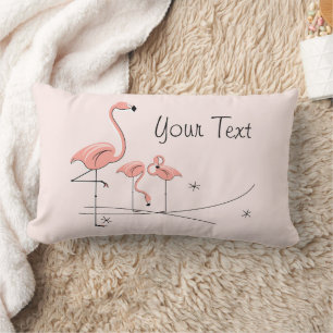 Flamingos Pink Trio 4 checked back lumbar Pillow