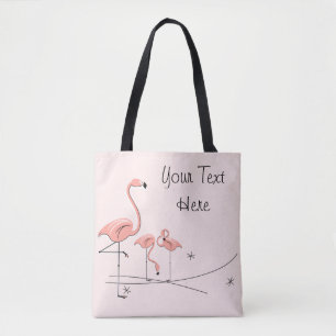 Flamingos Pink Trio 4 Text all over tote Bag