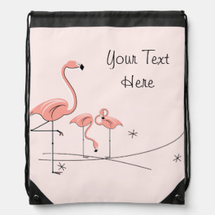 Flamingos Pink Trio 4 'Text' drawstring backpack