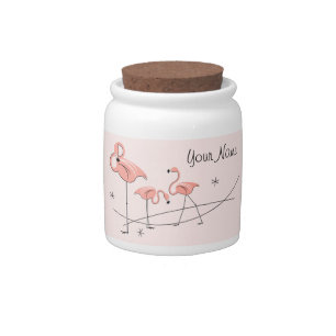 Flamingos Pink Trio Name candy jar