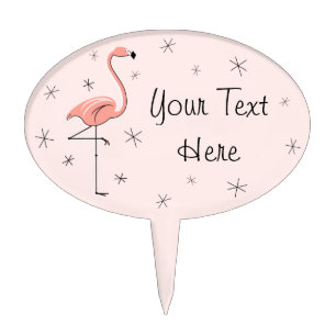 Flamingos Pink Your Text cake pick oval