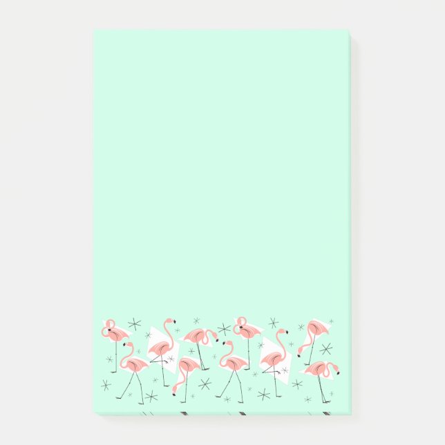 Flamingos Retro Green Wide note vertical (Front)