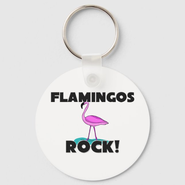 Flamingos Rock Keychain (Front)