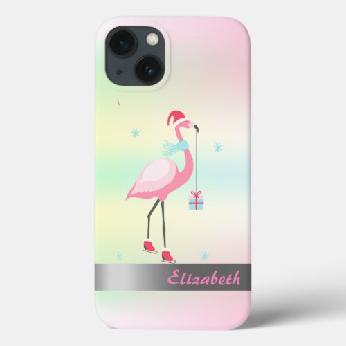  Flamingos Santa Hat Holographic Iridescent  iPhone 13 Case