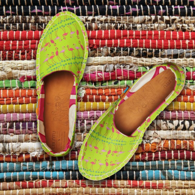 Flamingos Sea Stars Chartreuse Tropical Espadrilles (Creator Uploaded)