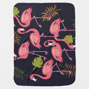 Flamingos set, tropical bird vintage. baby blanket