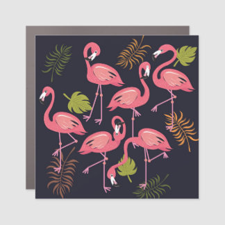 Flamingos set, tropical bird vintage. car magnet