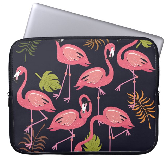 Flamingos set, tropical bird vintage. laptop sleeve (Front)