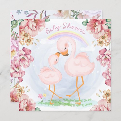 Flamingos Shower Invitation