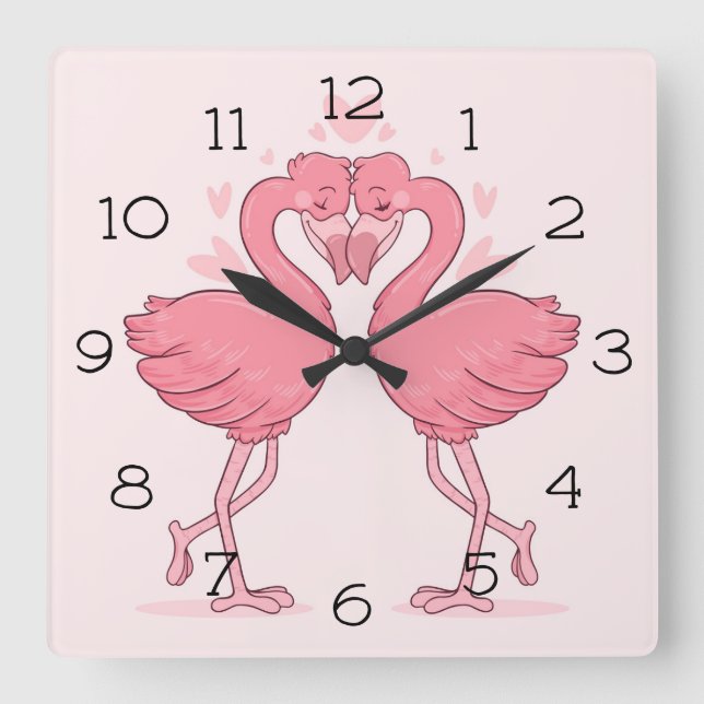 Flamingos Square Wall Clock (Front)