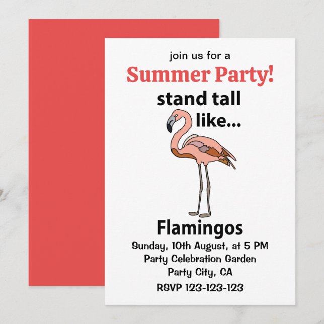Flamingos Stand Tall Like Flamingos Flamingo Invitation (Front/Back)