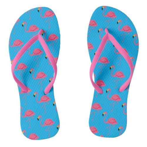 Flamingos Summer Beach Pair of Flip Flops