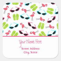 Flamingos & Sunglasses Address Sticker