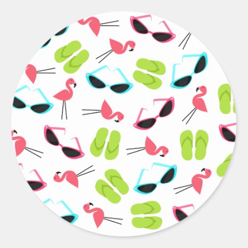 Flamingos  Sunglasses Envelope Seal Sticker