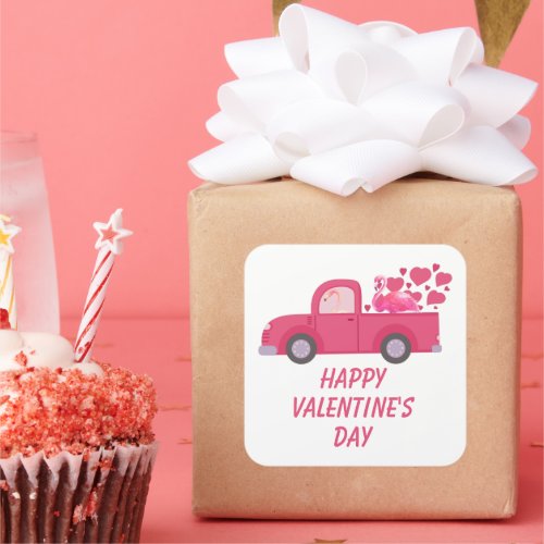 Flamingos Sweet Romantic Valentine Message Square Sticker