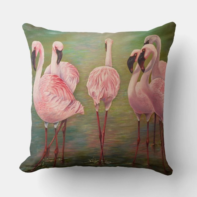 Flamingos Throw Pillow (Front)