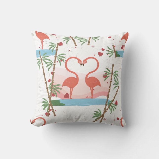 Flamingos Throw Pillow (Front)
