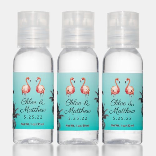 Flamingos Tropical Beach Wedding Travel Bottle Set Hand Sanitizer