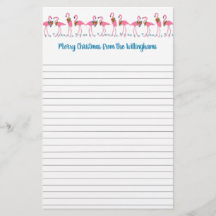 Flamingos Tropical Christmas Letter Lined Paper