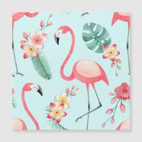 Flamingos Tropical Flowers Watercolor Pattern