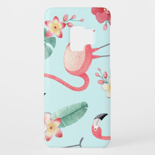 Flamingos Tropical Flowers Watercolor Pattern Case_Mate Samsung Galaxy S9 Case