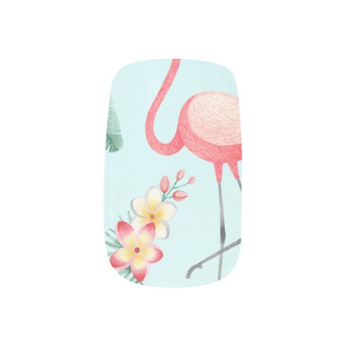 Flamingos Tropical Flowers Watercolor Pattern Minx Nail Art