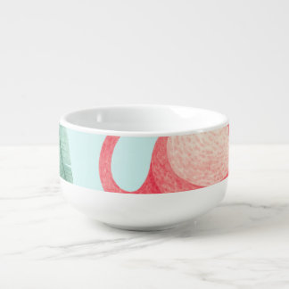 Flamingos Tropical Flowers Watercolor Pattern Soup Mug
