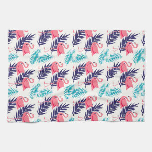 Flamingos Tropical Pattern Kitchen Towel