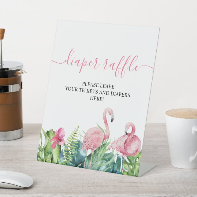 Flamingos Tropical Shower Diaper Raffle Sign (In SItu)