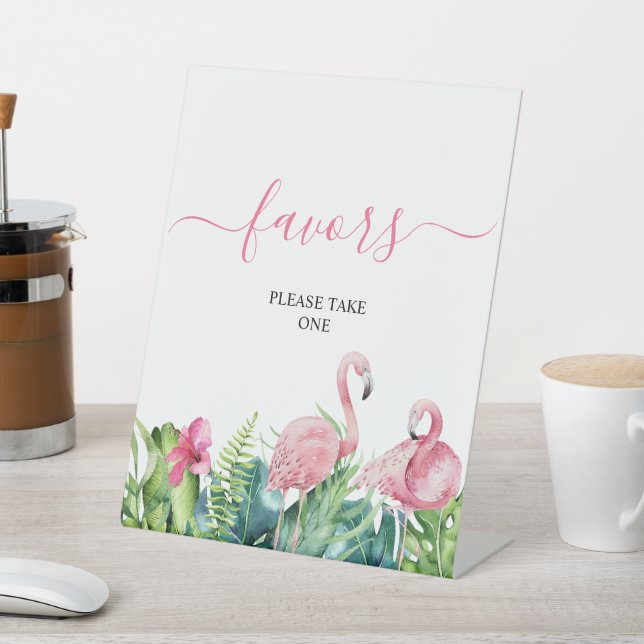 Flamingos Tropical Shower Favors Sign (In SItu)