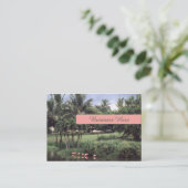 Flamingos Tropical Theme Retro Palms Business Card (Standing Front)