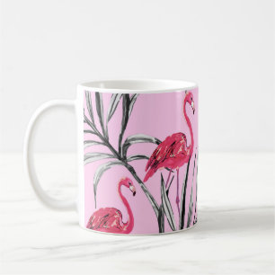 Flamingos, tropical watercolor vintage pattern. coffee mug