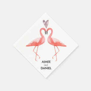 Flamingos tropical wedding paper napkins