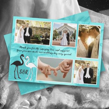 Flamingos Tropical Wedding Photo Collage Thank You by sandpiperWedding at Zazzle