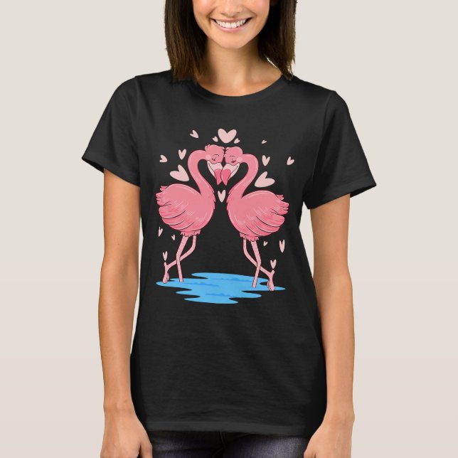 Flamingos  Valentine's Day For Couple in Love T-Shirt (Front)