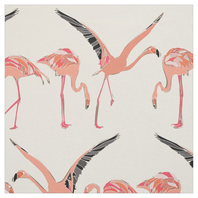 flamingos vanilla fabric (Swatch)