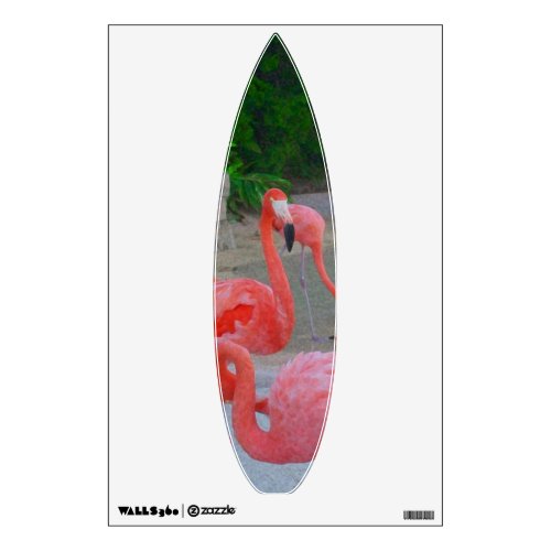 Flamingos Watercolor Surfboard Wall Decal