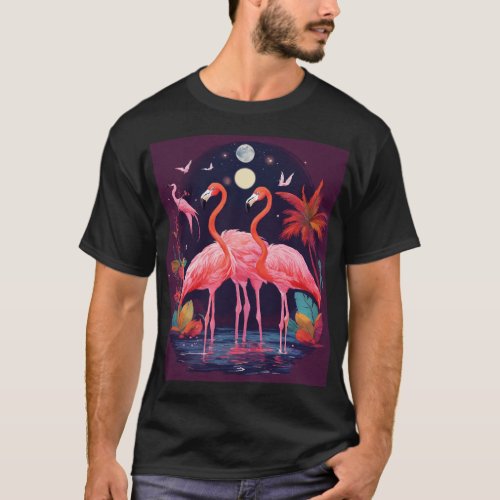 Flamingos Wearing Witches Hats T_Shirt