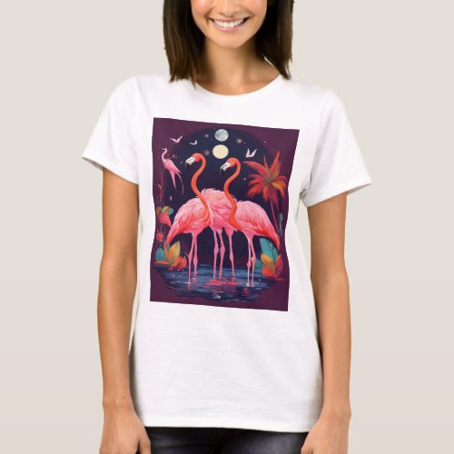 Flamingos Wearing Witches Hats T_Shirt