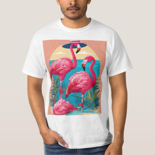 Flamingos Wearing Witches Hats T_Shirt