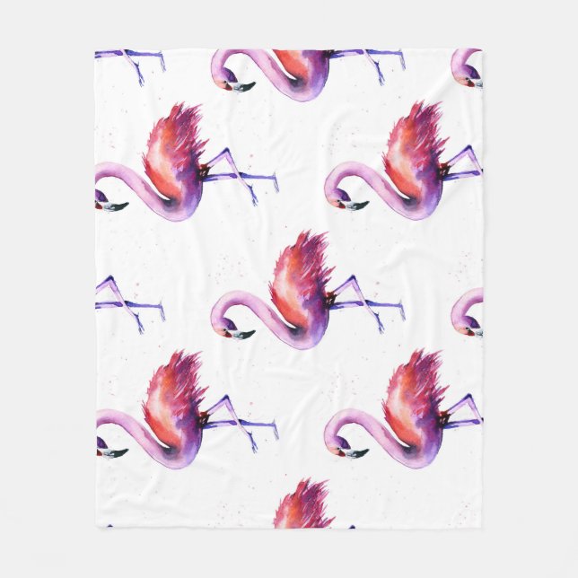 Flamingos with splashes: watercolor pattern. fleece blanket (Front)