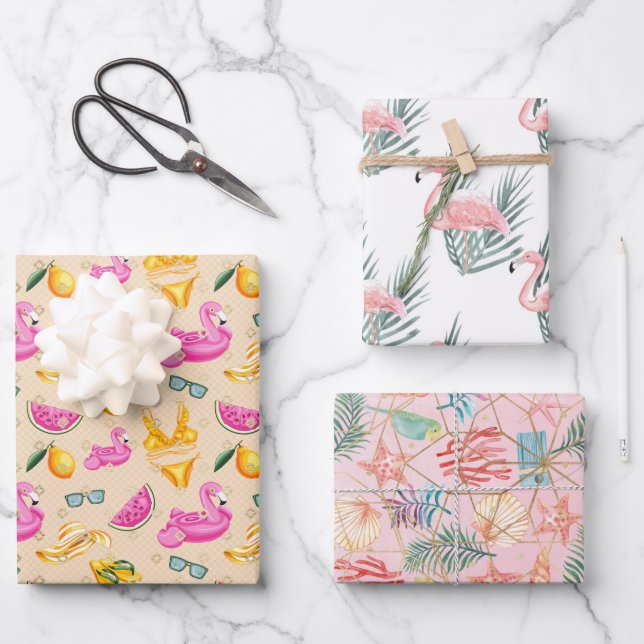 Flamingos Wrapping Paper Sheets (Front)