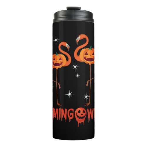 Flamingoween Funny Pumpkins Flamingos Halloween Thermal Tumbler